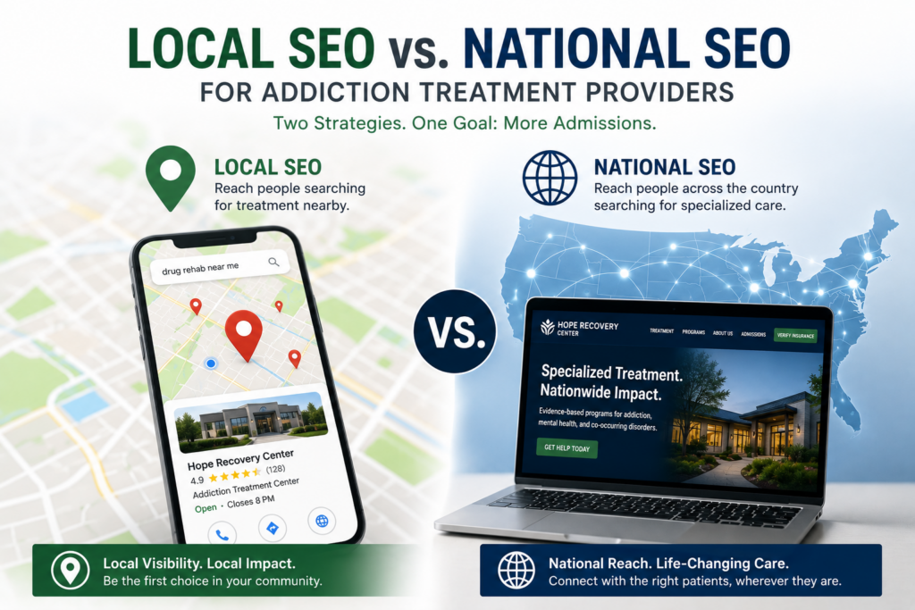Local SEO vs National SEO for Addiction Treatment Providers
